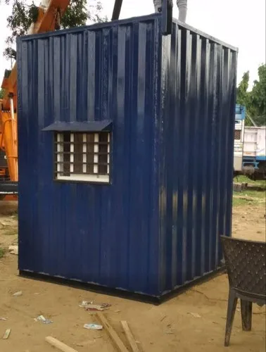 A blue security guard cabin with a side window, offering outside view - office and dry containers