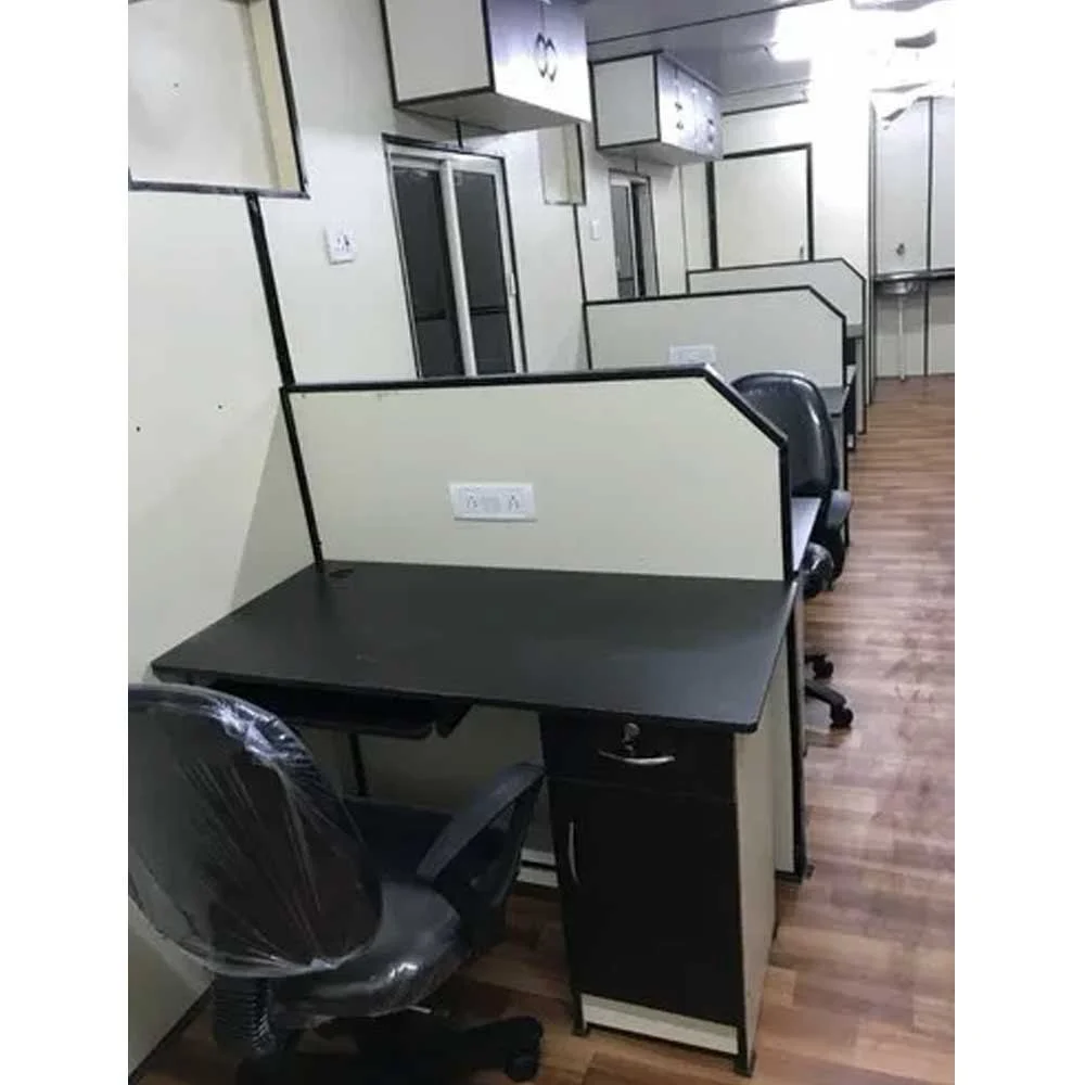 A modular container office cabins space containing several desks and chairs, designed for productivity and teamwork - office and dry containers